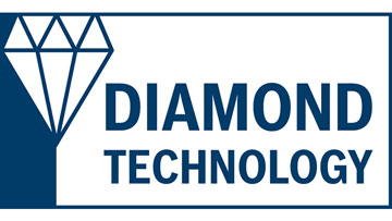 โลโก้ของ Diamond Technology ที่มีเพชรสไตล์ในสีน้ำเงิน.