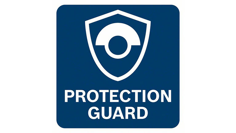 โล่สีฟ้าพร้อมตาและข้อความ "PROTECTION GUARD".