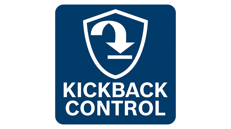 โลโก้สำหรับ Kickback Control บนพื้นหลังสีน้ำเงิน.